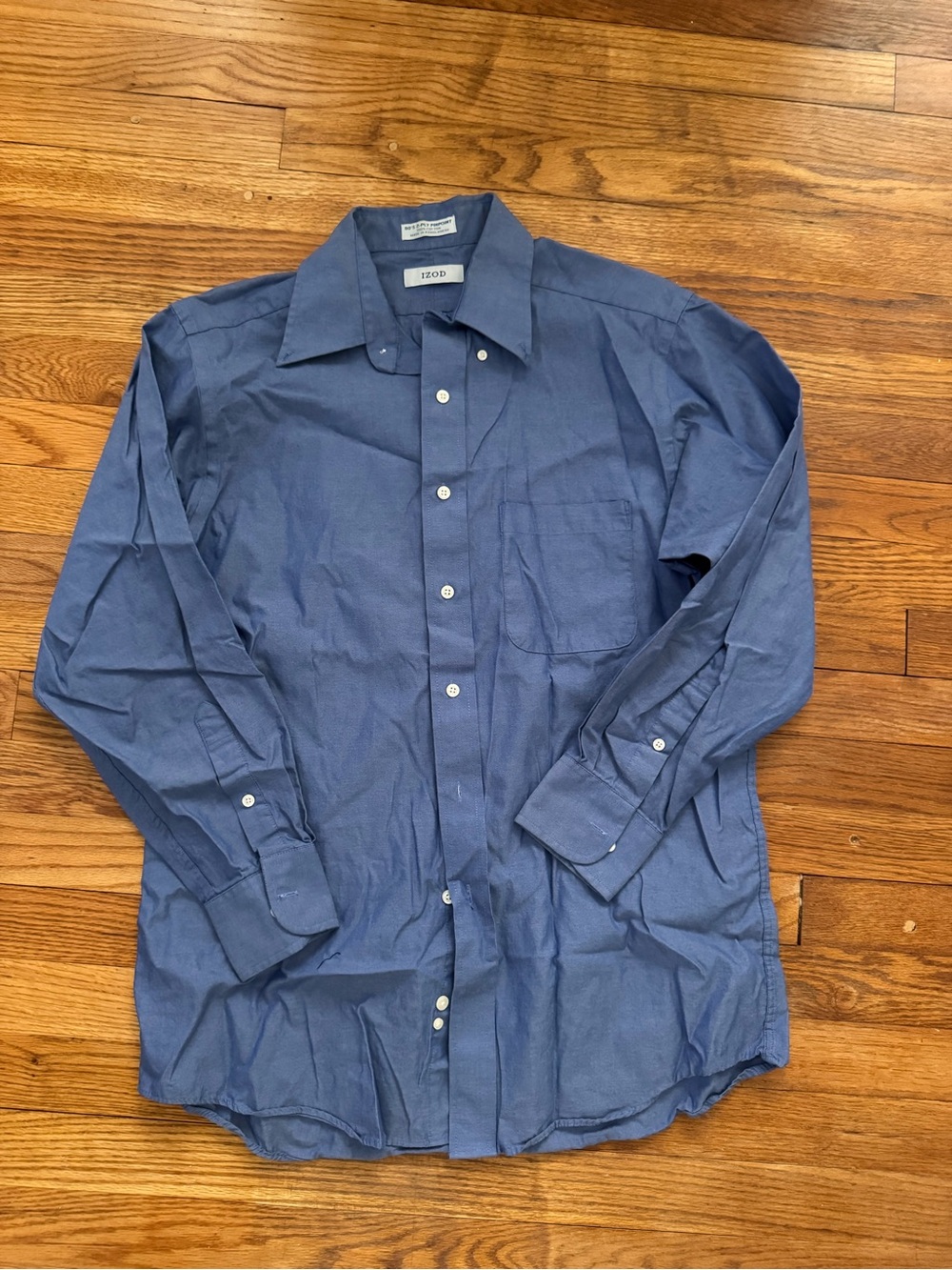 Izod Blue Long Sleeve Dress Shirt with Chest Pocket